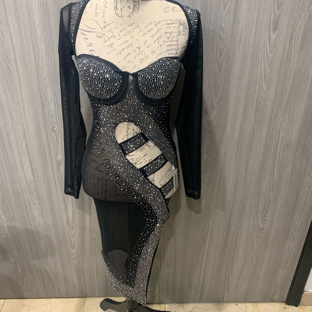 Marnae See Thru Rhinestone Sheer Dress